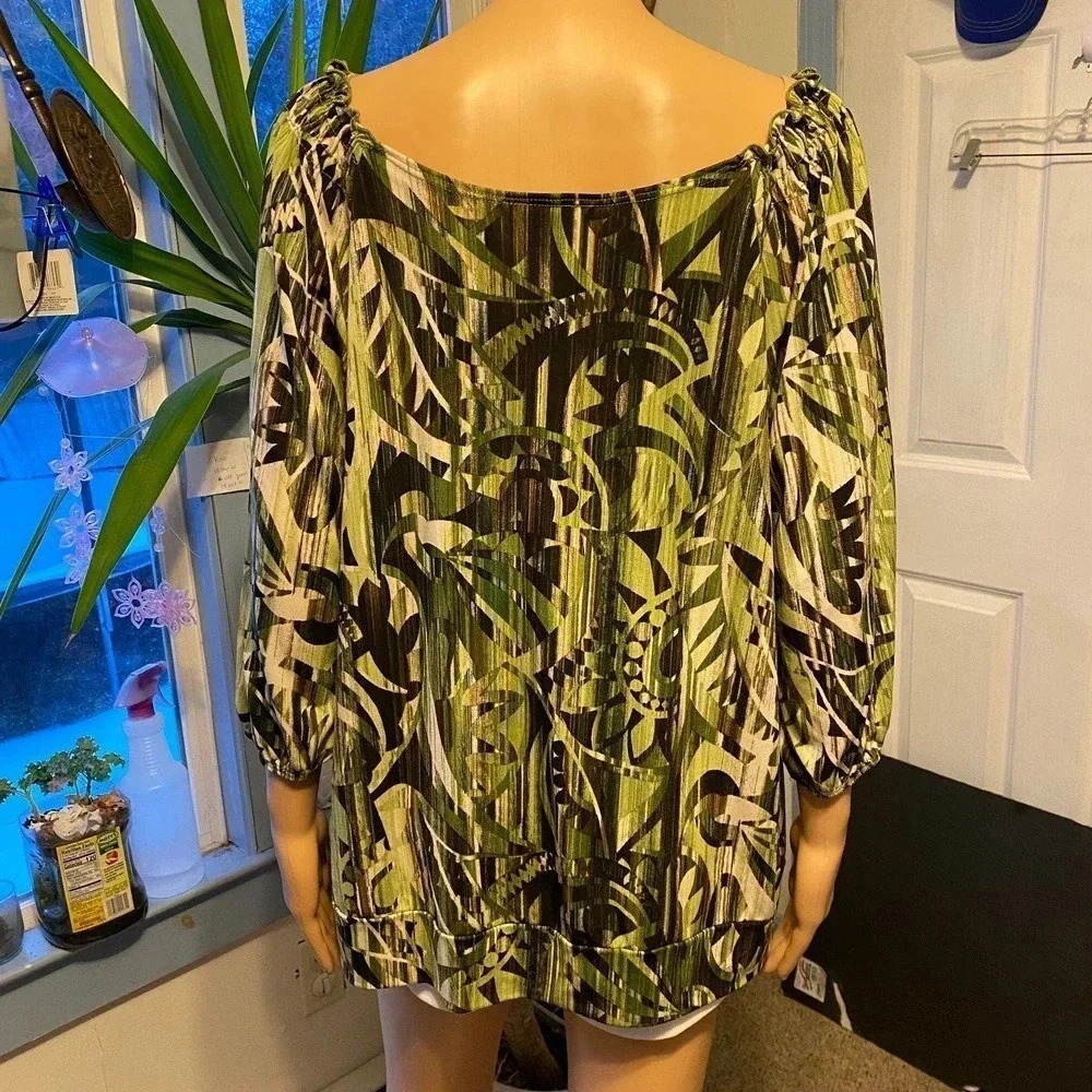 Claudia Richard Stretchy Boho Casual Off Shoulder Blouse Women Plus Size 2X - Picture 3 of 5